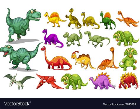 Different Kind Of Dinosaurs Royalty Free Vector Image