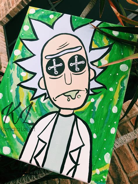 Rick And Morty Painting In 2020 Hippie Painting Rick And Morty