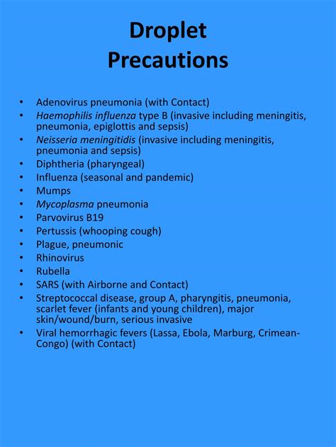 Ppt Droplet Precautions Powerpoint Presentation Free Download Id