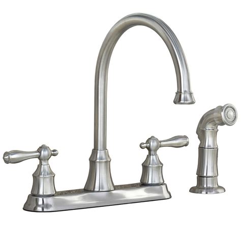 Sink faucet installation trust lowe s with your sink or faucet installation faucet kitchen lowes lowes kitchen faucets kitchen faucets brushed. Shop AquaSource Stainless Steel Pvd 2-Handle High-Arc ...