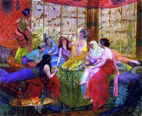 Harem Girls In An Aviary By Georges Antoine Rochegrosse Hand Painted Oil Painting Harem Girl