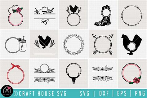 Farmhouse Monogram Frames Svg Bundle Mb73 Craft House Svg