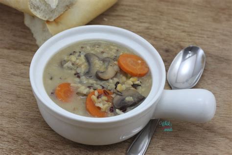 Creamy Mushroom Wild Rice Soup A Whisk And Two Wands
