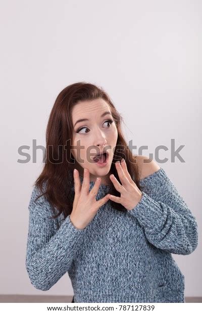 Young Female Showing Emotion Shock Horror Stock Photo 787127839