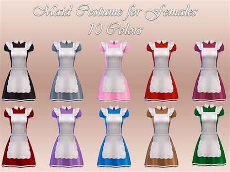 Maid Costume 10 Colors At Notegain Sims 4 Updates Maid Costume