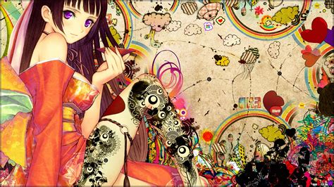 Anime Tony Taka Kimono Anime Girls Snyp Colorful Wallpapers Hd