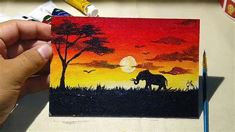 How To Paint Easy Sunset Pintura Facil Como Pintar Paisaje Facil