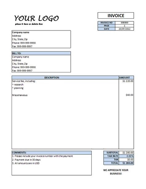 Free Consulting Invoice Template Word