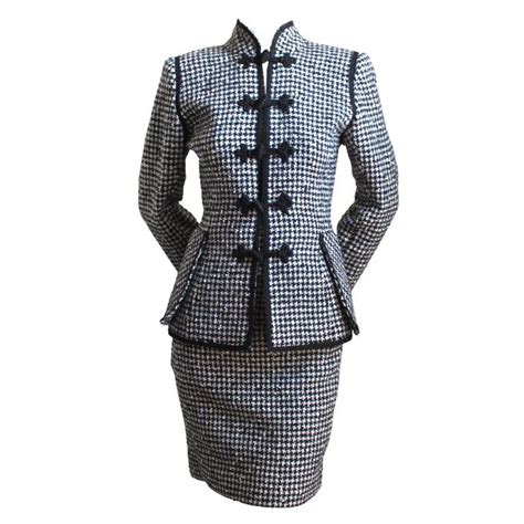 Emanuel Ungaro Black And White Houndstooth Suit With Frog Clousre