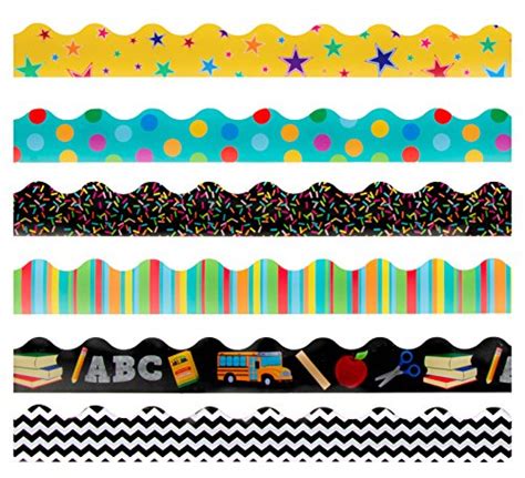 Juvale Classroom Bulletin Board Borders 6 Pack 6 Assorted Designs