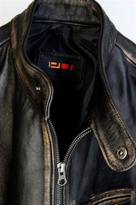 R79 Leather Jacket Distressed Black Vintage Fit Pdcollection
