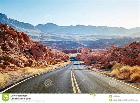 Scenic Desert Road At Sunset Stock Image Image Of Summer Landscape