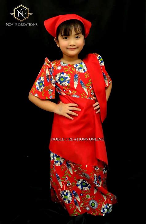 Kids Filipiniana Dress Floral Patadyong Philippine National Costume
