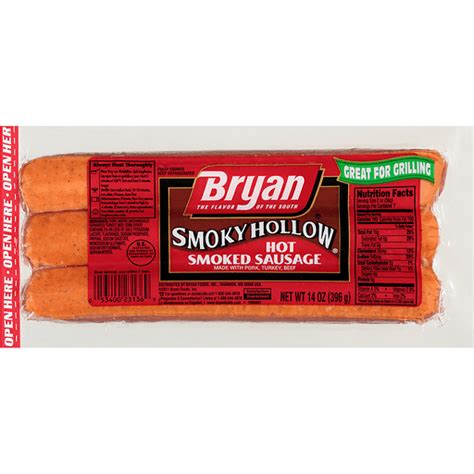 Bryan Hot Smoked Sausage Oz Brats Sausages Oak Point Market