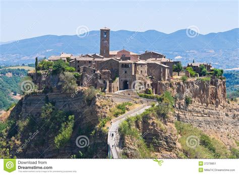 Panoramic View Of Civita Di Bagnoregio Lazio Italy Stock Image