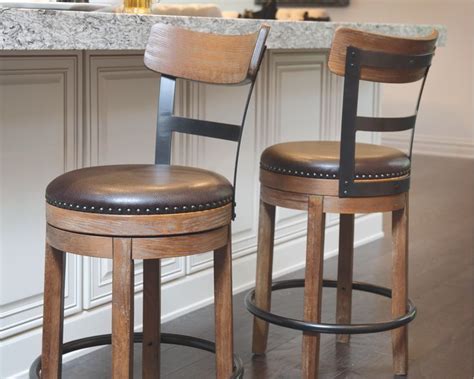 Pinnadel Counter Height Bar Stool Light Brown Leather Kitchen