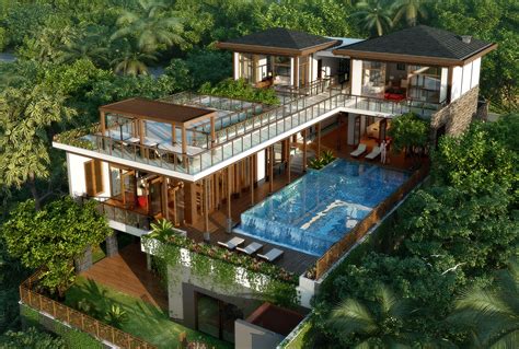 Elevated Cliff Side Home With Pool Tropical House Design Tropical