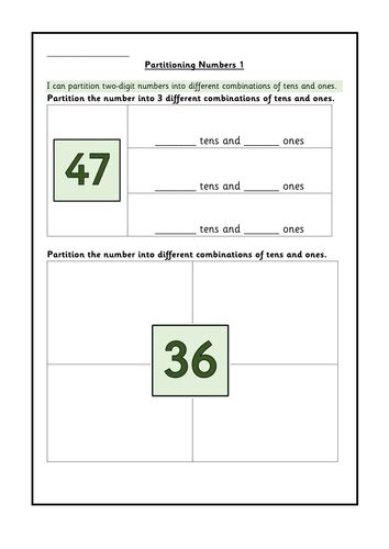 Partitioning Numbers In Different Ways Year 2 Worksheets
