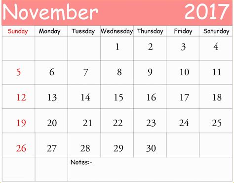 Blank Calendar November 2017