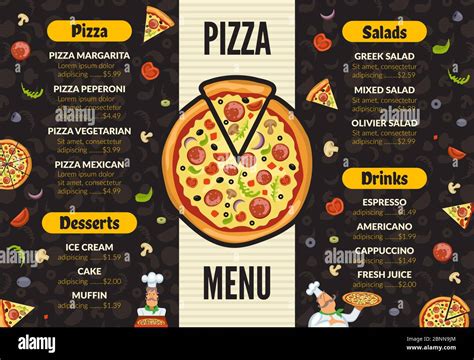 Pizzeria Menu Template Italian Kitchen Cuisine Food Pizza Ingredients