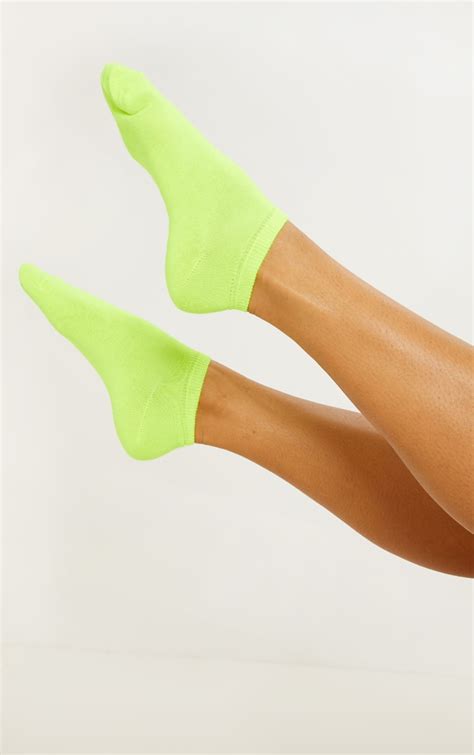 Neon Yellow Sneaker Socks Accessories Prettylittlething Usa
