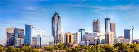 Downtown Atlanta Skyline Showing Several Prominent Buildings And Hotels