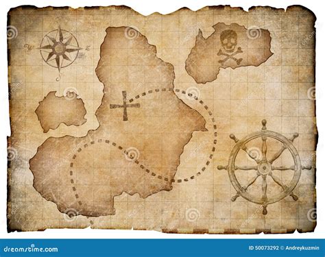 Old Pirates Parchment Treasure Map Isolated Stock Illustration