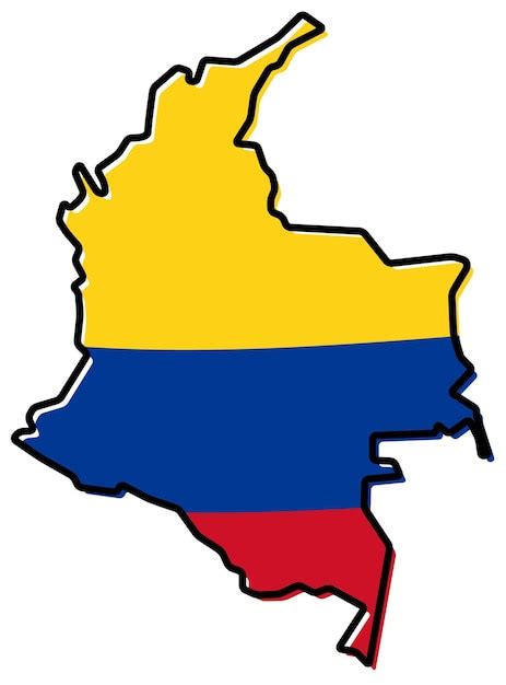 Carte Simplifiée Du Contour De La Colombie Avec Un Drapeau Légèrement