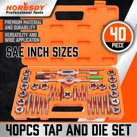 Horusdy 40 Piece Tap And Die Set Sae Inch Sizes For Coarse And Fine
