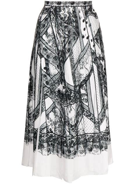 Erdem Timea Lace Print Pleated Skirt In White Lyst