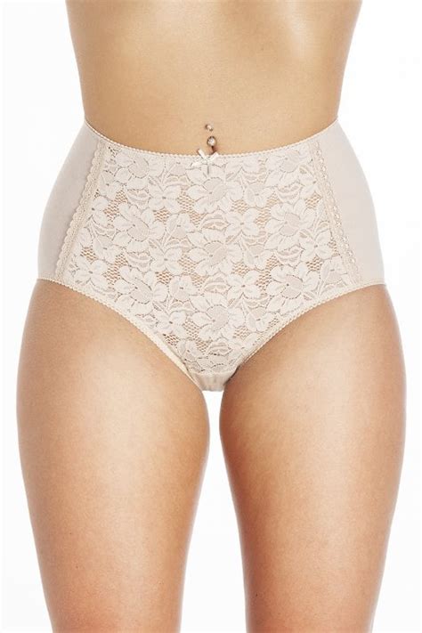 Camille Womens 3 Pack Lace Front Full Briefs Nude Camille From