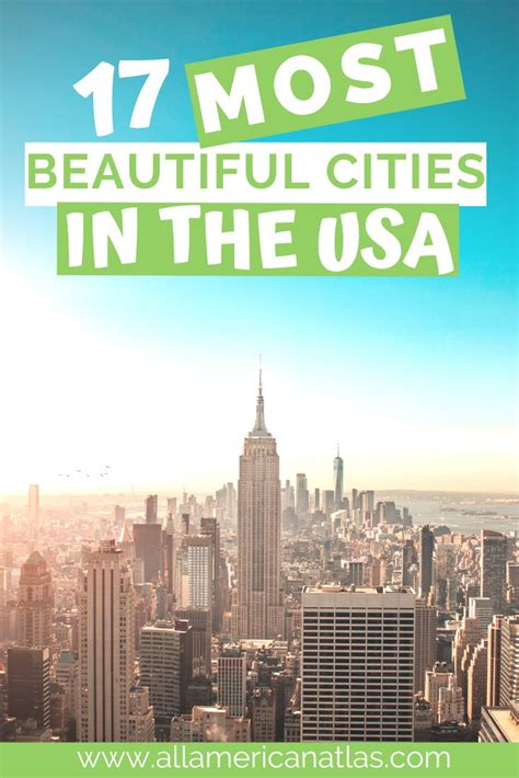 The City Skyline With Text That Reads Most Beautiful Cities In The Usa