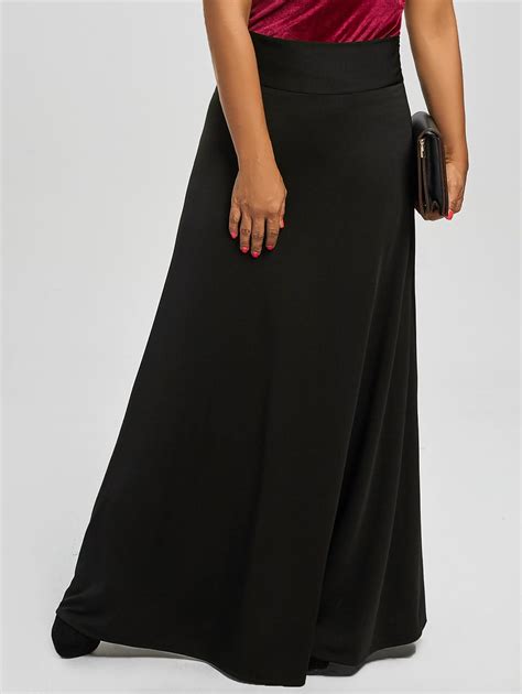 41 Off 2021 Plus Size High Waist Maxi Flare Skirts In Black Dresslily