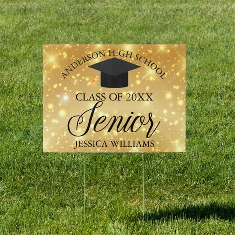 2022 High School Senior Gold Sparkle Custom Yard Sign