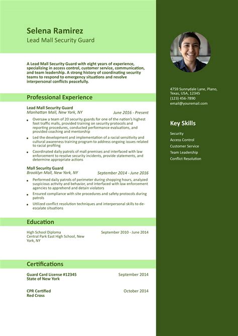Mall Security Guard Resume Examples and Templates for 2024