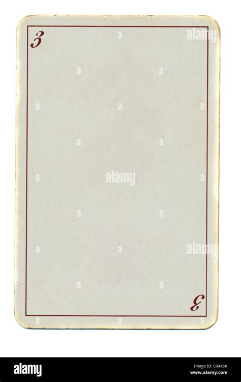 Empty Playing Card Paper Background With Line And Number 3 Isolated On