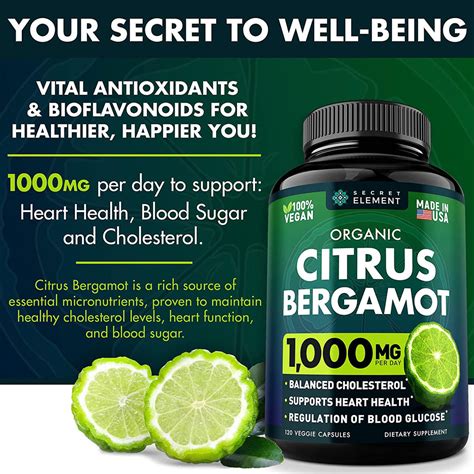 Citrus Bergamot 1000mg Organic Cholesterol Supplements With Pure Ber