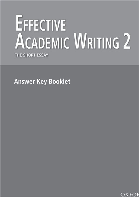 Effective Academic Writing 2 Answer Keypdf Studocu