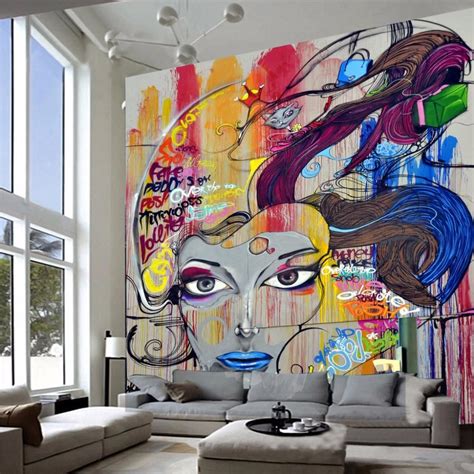 Custom Beauty Graffiti Wallpaper Mural ㎡ Graffiti Wallpaper Wall