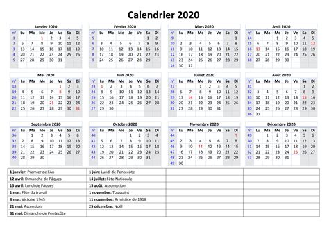 Calendrier 2020 Avec Semaine Calendrier 2020 Tout Calendrier 2019
