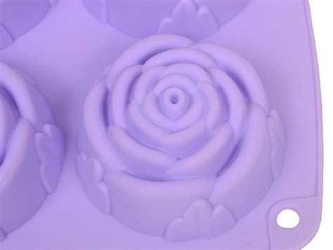 Webake 6 Cavity Rose Shape Silicone Cake Mold Soap Mold Bundt Cake Mold Purple 1pcs N3 Free