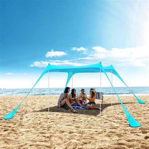 Buy Beach Tent Sun Shelter Upf50 Sun Shade With Sand Shovel Pop Up Beach Tent Beach Canopy