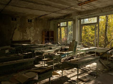 Abandoned School Building Taken By The Nature And Decaying Chernobyl