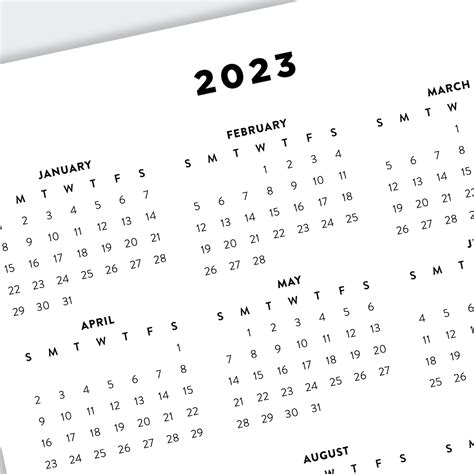 2023 Calendar Digital Printable Aesthetic Year And Monthly Etsy Imagesee