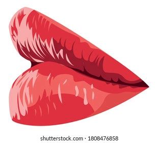 Vektor Stok Red Outlined Chapped Wrinkled Lip Cartoons Tanpa Royalti Shutterstock