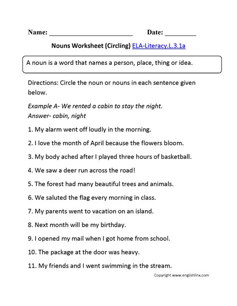 Noun worksheet exercises for class 3 with answers cbse pdf. 14 Best Images of First Grade Common Nouns Worksheets - Noun Worksheet, Collective Noun ...