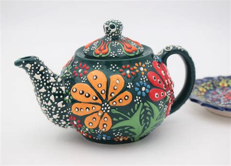 Medium Hand Crafted Turkish Ceramic Tea Pots Colourful Nirvana