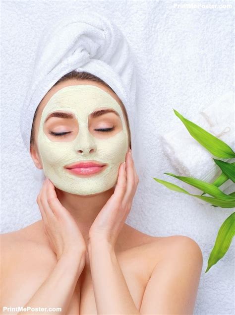 Poster Of Spa Woman Applying Facial Clay Mask Beauty