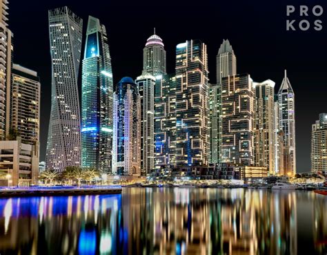 Dubai Marina Towers At Night Fine Art Photo By Andrew Prokos