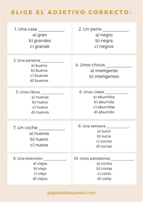 Elige El Adjetivo Correcto Spanish Teaching Resources Learning